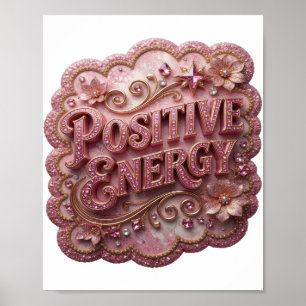 Eye-Catching Pink POSITIVE ENERGY Design Poster