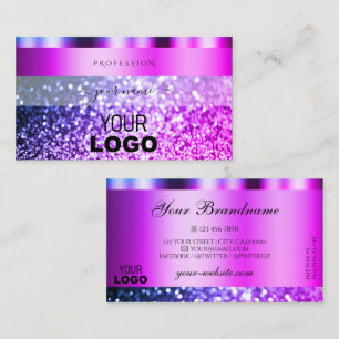 Eye Catching Pink Purple Sparkle Glitter with Logo Business Card