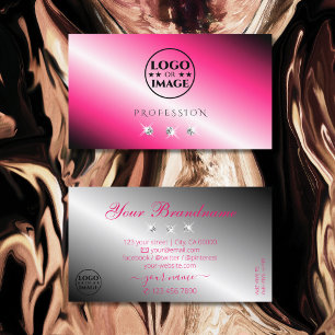 Eye Catching Pink Silver Sparkle Diamonds Add Logo Business Card