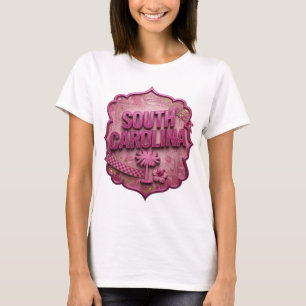 Eye-Catching Pink SOUTH CAROLINA Wearable Art T-Shirt