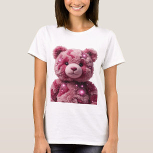 Eye-Catching Pink SPACE BEAR 3D Text Art T-Shirt