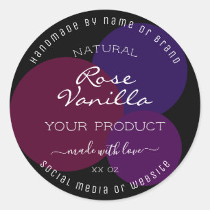 Eye Catching Product Label Purple Circles on Black