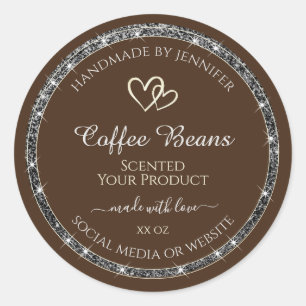 Eye Catching Product Labels Brown Silver Glitter