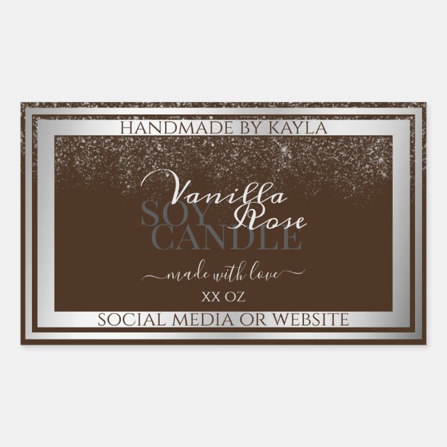 Eye Catching Product Labels Dark Brown and Silver (Front)