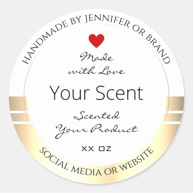 Eye Catching Product Packaging Labels White & Gold (Front)