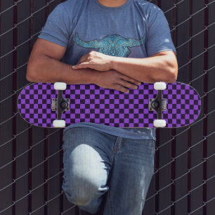 Eye-Catching Purple and Lavender chequerboard Skateboard