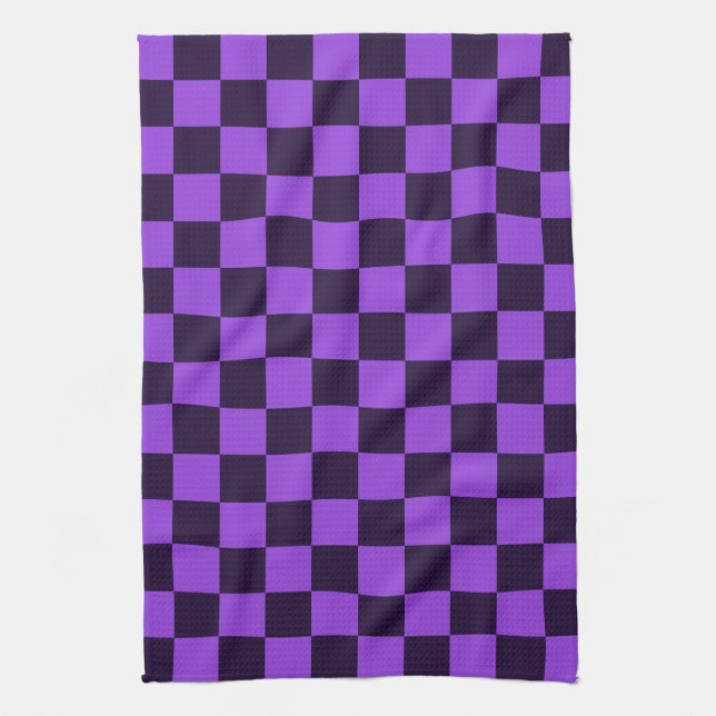Eye-Catching Purple and Lavender chequerboard  Tea Towel (Vertical)