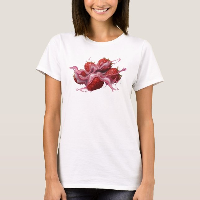 Eye-Catching Red Abstract Strawberries T-Shirt (Front)