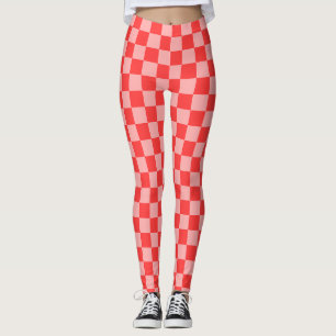 Eye-Catching Red and Pink Chequerboard Leggings