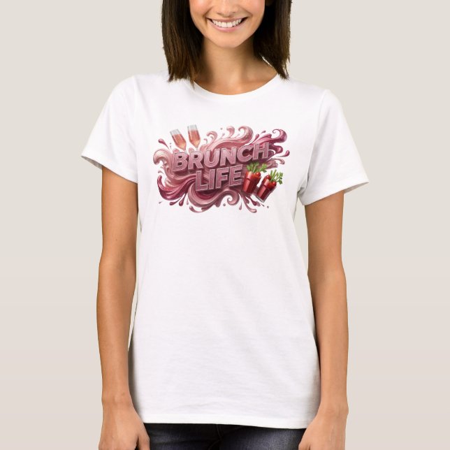 Eye-Catching Red BRUNCH LIFE Slogan Tee (Front)