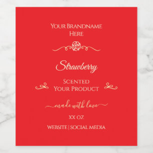 Eye Catching Red Product Label Gold Shimmer Frame