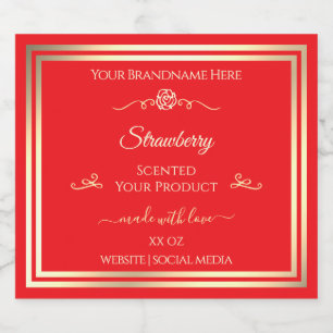 Eye Catching Red Product Label Gold Shimmer Frame