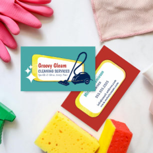 Eye Catching Retro Vacuum House Cleaning Business Card