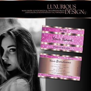 Eye Catching Rose Gold Pink Glitter Sparkle Stars Business Card