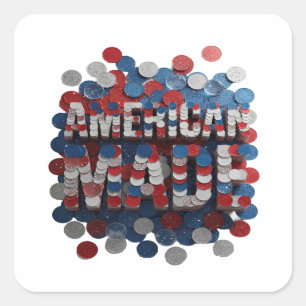 Eye-Catching Silver AMERICAN MADE Decal Design Square Sticker