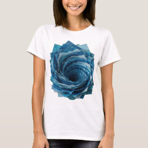 Eye-Catching Silver BLUE PAPER FLOWER T-Shirt