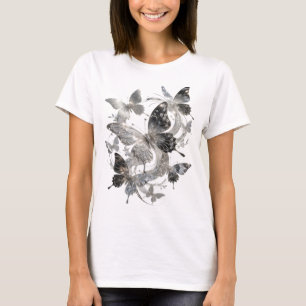 Eye-Catching Silver BUTTERFLIES Shirt Design