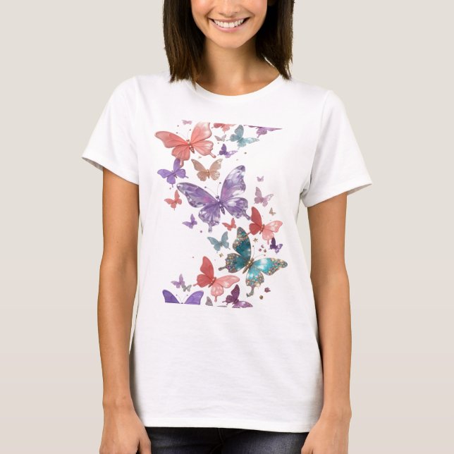 Eye-Catching Silver BUTTERFLIES Shirt Design v2 (Front)