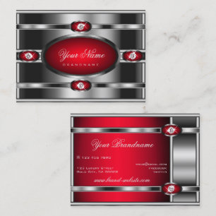 Eye Catching Silver Effect and Red Gradient Colour Business Card