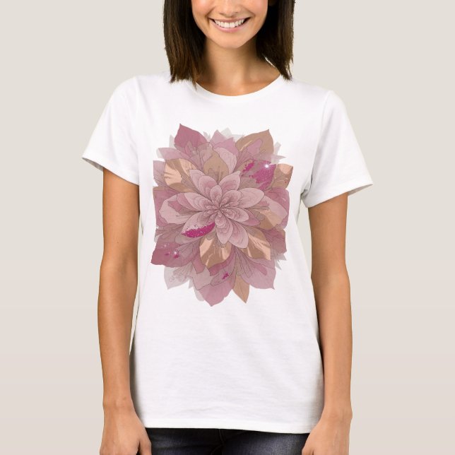 Eye-Catching Silver FLOWER POWER Quote Design T-Shirt (Front)