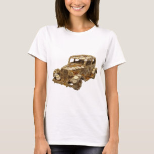 Eye-Catching Silver GOLDEN CAR Design T-Shirt