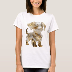 Eye-Catching Silver GOLDEN DOG 3D Text Art T-Shirt