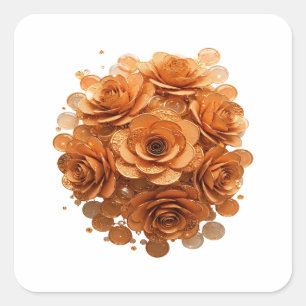 Eye-Catching Silver GOLDEN ROSES Sticker Art