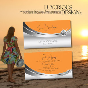 Eye Catching Silver Orange with Sparkling Diamond Business Card