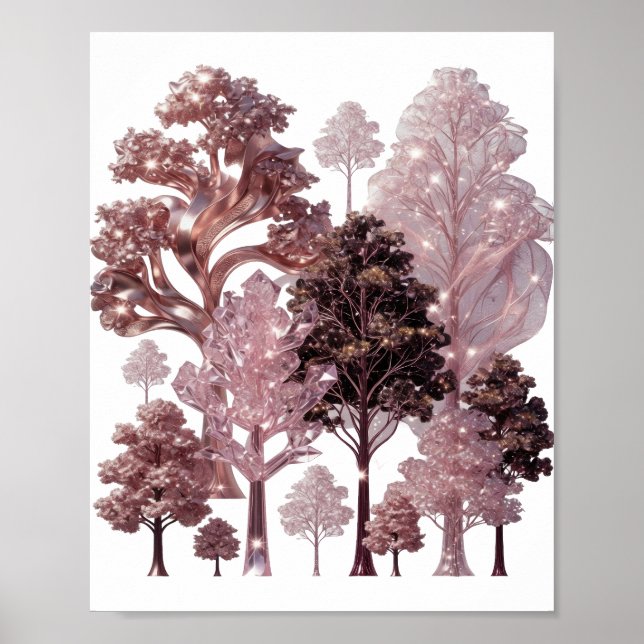 Eye-Catching Silver PINK TREE FOREST Poster (Front)