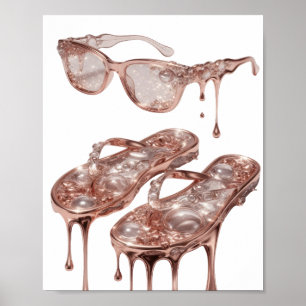 Eye-Catching Silver ROSE GOLD GLAMOUR Text Design Poster