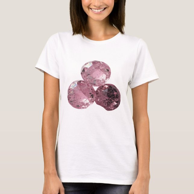 Eye-Catching Silver THREE PINK GLASS BALLS T-Shirt (Front)