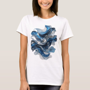 Eye-Catching Silver WATER WAVE Graphic Tee