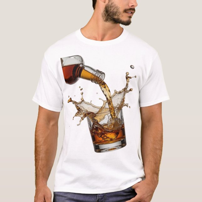 Eye-Catching Silver WHISKY SPLASH 3D Text Art T-Shirt (Front)