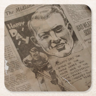 Eye Catching Very Old Newspaper Square Paper Coaster