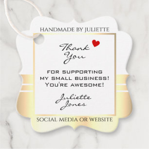 Eye Catching White and Gold Packaging Thank You Favour Tags
