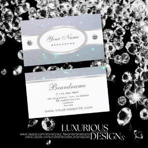 Eye Catching White Baby Blue Light Pearl Glitter Business Card
