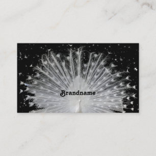 Eye Catching White Peacock with Soft Glitter Stars Business Card