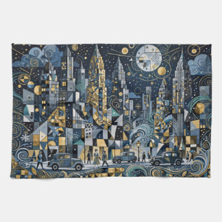 Eye-catching Winter In The Big City Tea Towel