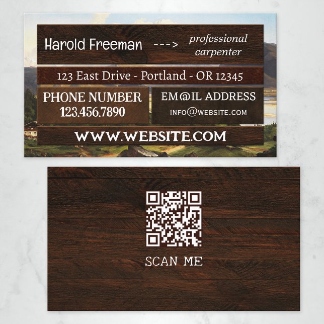 Eye Catching Wood Construction QR  Business Card (Creator Uploaded)