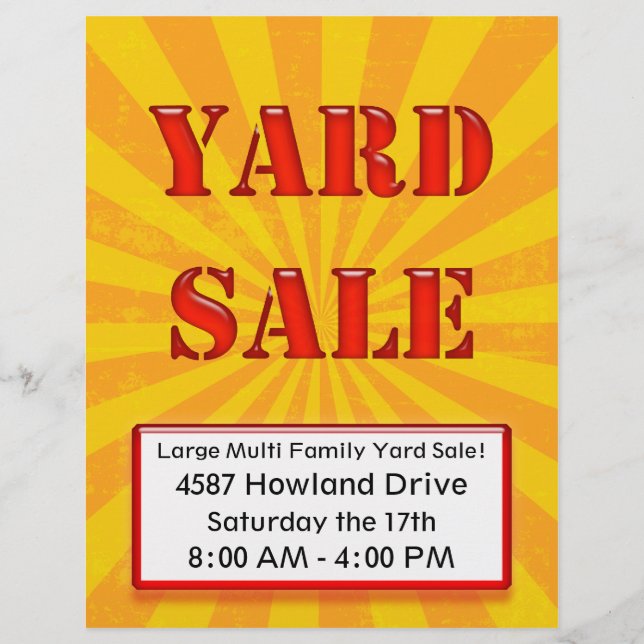 Eye Catching Yard Sale Flyer (Front)
