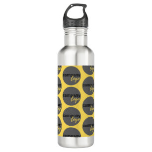 EYE-CATCHING YELLOW REPEATING PATTERN COMPANY LOGO 710 ML WATER BOTTLE