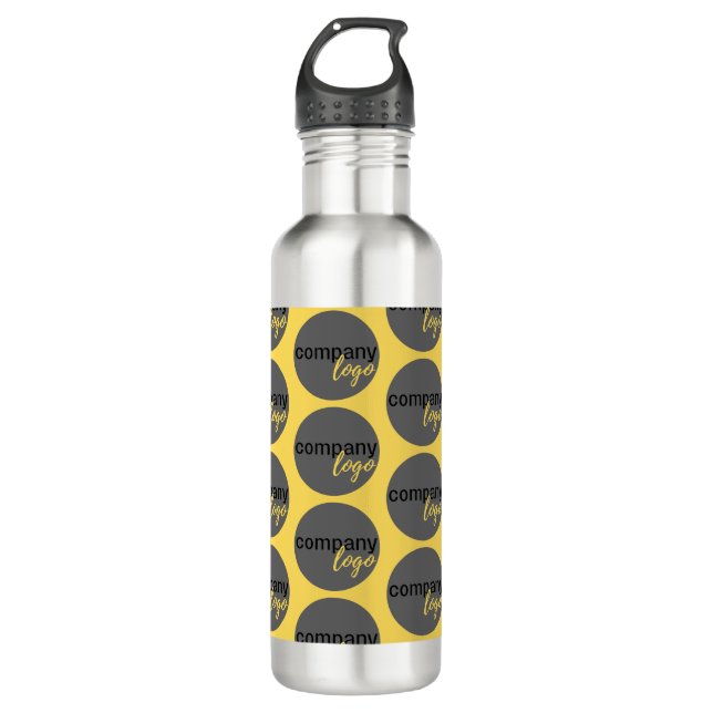EYE-CATCHING YELLOW REPEATING PATTERN COMPANY LOGO 710 ML WATER BOTTLE (Front)