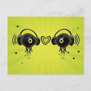 Eye characters with small hearts postcard
