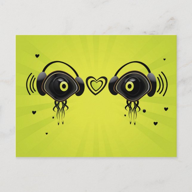 Eye characters with small hearts postcard (Front)
