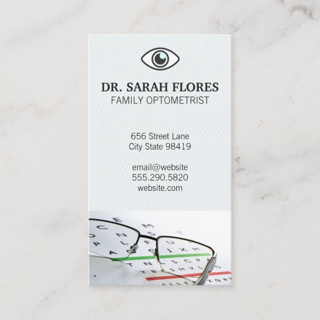 Eye Chart Exam | Eye Icon Business Card (Front)