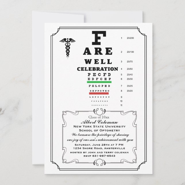 Eye Chart Farewell  Invitation (Front)
