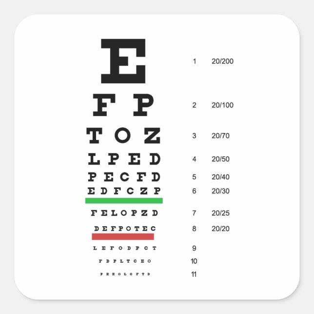 Eye Chart-Themed Optometry Design  Square Sticker (Front)
