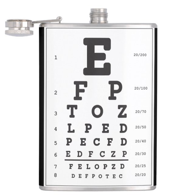 Eye chart Vinyl Wrapped Flask (Opened)