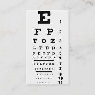 Eye Chart Vision Clinic Doctor Optician Business Business Card
