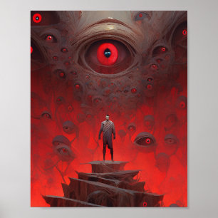 Eye Creatures Surreal Horror Art Poster